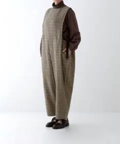 nest Robe 撚り杢チェックオーバーオール