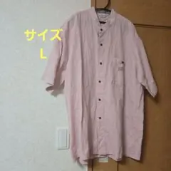 サイズL 紳士 ピンク 半袖シャツ 胸ポケット付き