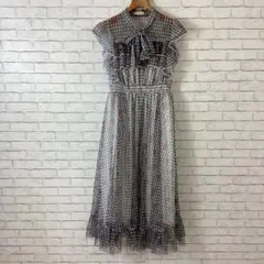 7.23t441 ティティアンドコー ロングワンピース チェック チュール 花柄