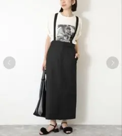 美品⚫️スローブ イエナ リネン混TRサスペンダー付きペンシルスカート ブラック