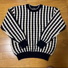 LAUTREAMONT ストライプ ケーブル編み セーター