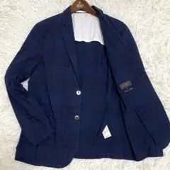 【美品✨】BEAMS+ テーラードジャケット チェック柄 紺 M