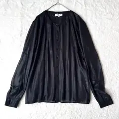 rosemunde　ロサムンド　バックプリーツ　シースルーブラウス　黒　シアー