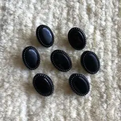チェコガラスボタン ブラック 楕円