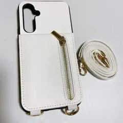 Galaxy A54 5G ケース レザー ホワイト　白　ショルダー