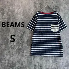 a3914【BEAMS】半袖ボーダーTシャツ 胸ポケット シンプル 定番 S