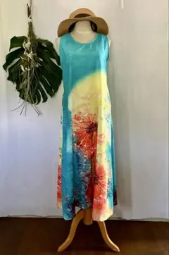 夏リゾート転写プリントロングワンピース