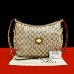 極 美品 オールドグッチ グッチプラス GG 総柄 レザー ショルダーバッグ