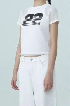 rest&recreation メッシュ プリントTシャツ ホワイト