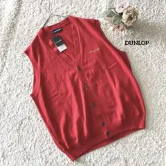 ダンロップ ニットベスト L メンズ レッド Vネック 新品 ウール100