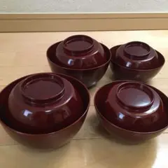 四つ椀 2客 木製 溜塗 懐石 茶道具