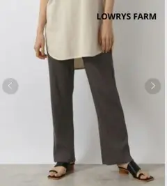 LOWRYS FARM　リブパンツ　フリー　カーキ系　 ウエストゴム