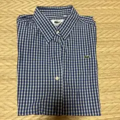 LACOSTE 半袖シャツ 青チェック サイズ40 美品