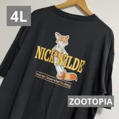 【大きいサイズ】ズートピア ニックTシャツ ブラック 男女兼用 メンズ4L