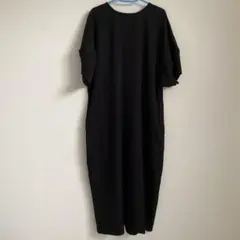 新品 ABITOKYO パフスリーブ ロングワンピース 後ろスリット ポケット付
