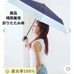 【美品】チュチュアンナ晴雨兼用折りたたみ傘 ネイビー×水色マスコット付き