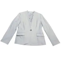 美品 PLST スラブストレッチカラーレス ジャケット ノーカラー L