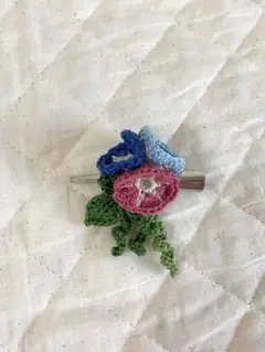 ハンドメイド 朝顔 花モチーフ ヘアピン
