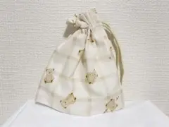 クマ柄　コップ袋/巾着袋