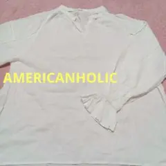 AMERICAN HOLIC ホワイト Vネック 長袖 シャツ L