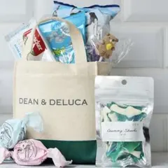 DEAN & DELUCA トートバッグ コットン　エクリュ　ホワイト　グリーン