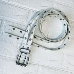 ホワイト ダブルピンベルト ユニセックス 白 かっこいい