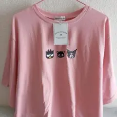 サンリオ　レディース　tシャツ　刺繍　クロミ　バツマル　ピンク　Ｌ　半袖