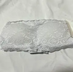 【新品未使用】 ホワイト レース バンドゥブラ 透明ストラップ付き M L