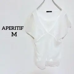【アペルト】　半袖　Tシャツ　ブラウス　レイヤード風　ホワイト　Mサイズ