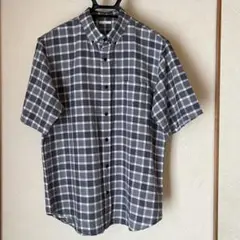 GU ボタンダウン　チェック　メンズ　半袖シャツ