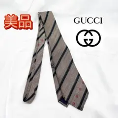 GUCCI グッチ GG シルク70%×リネン30% ストライプ ネクタイ