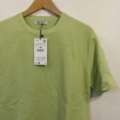 ZARA 高級感　ニットTシャツ L 新品未使用　シャーベットグリーン