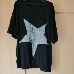 デニム風星型デザインTシャツ