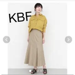 KBF プリーツ切替 ロングスカート　ベージュ