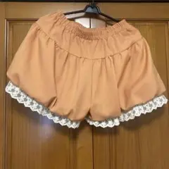 オレンジ レース付き ショートパンツ M