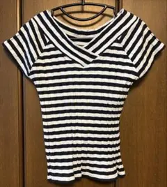 ストライプ オフショルダー 半袖Tシャツ