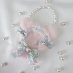 209 ぬい服 くま 着ぐるみ ちびぐるみサイズ 11㎝ ピンク×ブルー