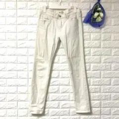 NEAR-BRAND ホワイトデニム スキニー 無地 シンプル ジェンダーレス