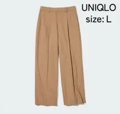 UNIQLO タックワイドパンツ L ベージュ カジュアルパンツ ユニクロ
