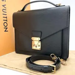 美品✨ ルイヴィトン モンソー エピレザー 2way ハンドバッグ ブラック