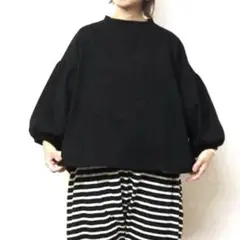 (g) グラム バルーン袖カットソー 8分袖　ブラック