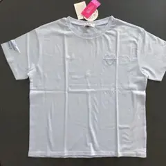 ピンクラテ　ライトブルー　 Mサイズ Tシャツ ハート刺繍　165センチ