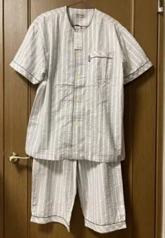 タグ付き　綿100% メンズ　パジャマ　半袖　七分丈パンツ　前開き　コットン