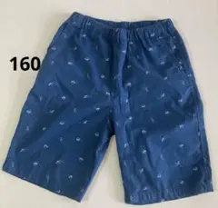 ユニクロ　ハーフパンツ　半ズボン　子供　キッズ　ブルー　サメ　海　160