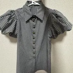 épine arm balloon é button blouse ブラウス