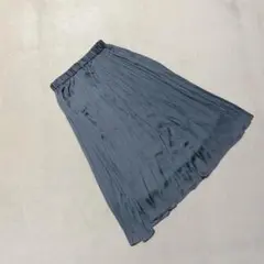 OA2692【ミューカ】ひざ丈スカート【F】ウエストゴム 光沢感 プリーツフレア