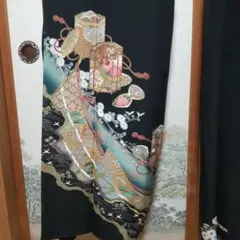 豪華黒留袖五つ紋正絹比翼仕立て