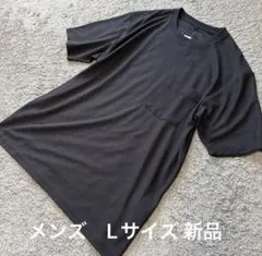 メンズ 吸水速乾接触冷感ポケット付き半袖Tシャツ黒L新品