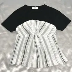 【美品】★AZUL★アズール★半袖★Tシャツ★ドッキングチュニック★ストライプ