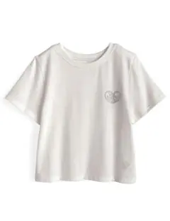 ラインストーンロゴショート丈Tシャツ[pm693] オフホワイト
